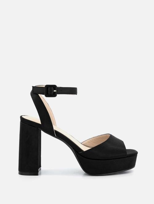 Woolworths Black Platform Ankle Strap Block Heel Slingback Sandals