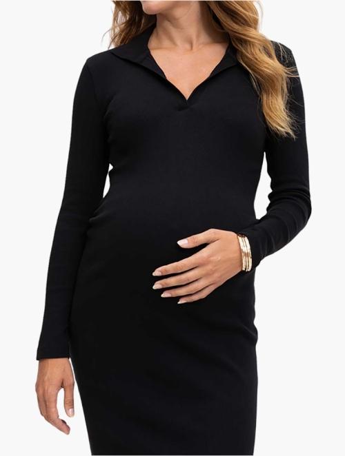 Woolworths Black Split Collar Maternity Midi Dress