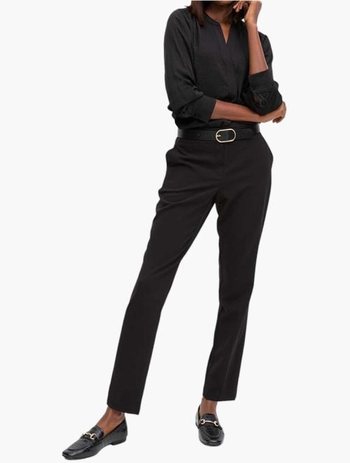 Woolworths Black Split Mandarin Satin Shirt