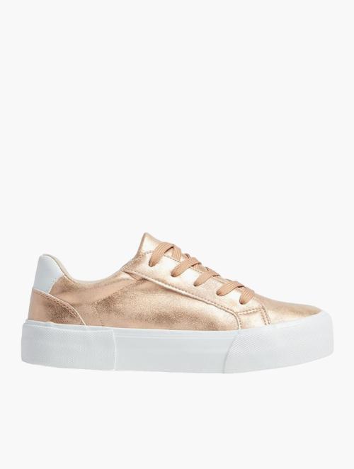 TomTom Rose Gold Metallic Platform Lace-Up Sneakers