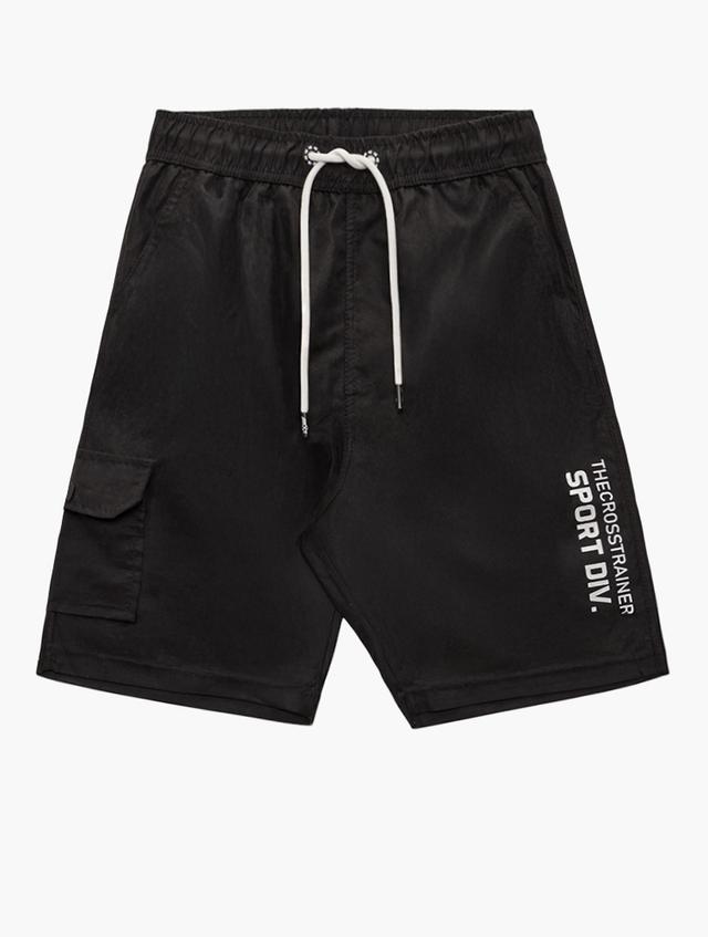 XT Black Graphic Drawstring Shorts