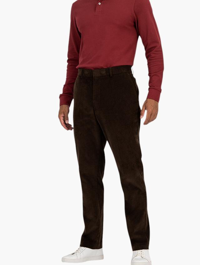 Woolworths Brown Flat Front Straight Leg Corduroy Trousers