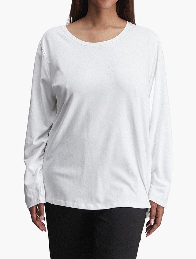 MILADYS White Plain Long Sleeve Tee