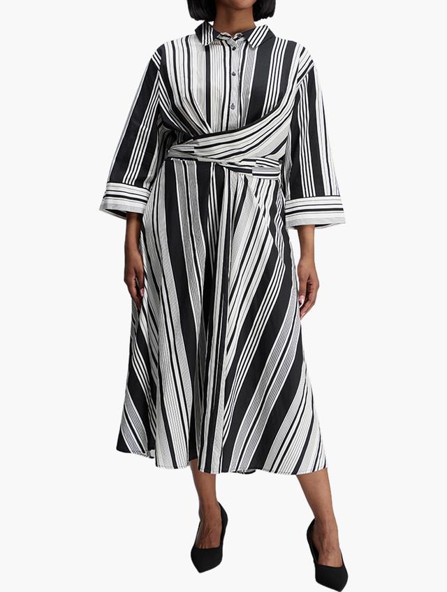 MILADYS Black Stripe Cotton Shirt Dress