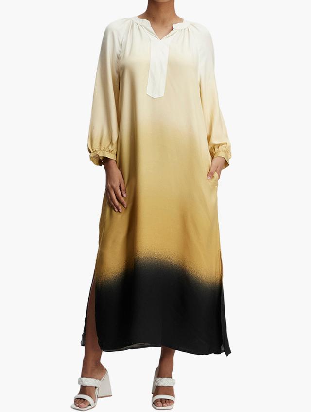 MILADYS Black Ombre A-Line Long Sleeve Dress