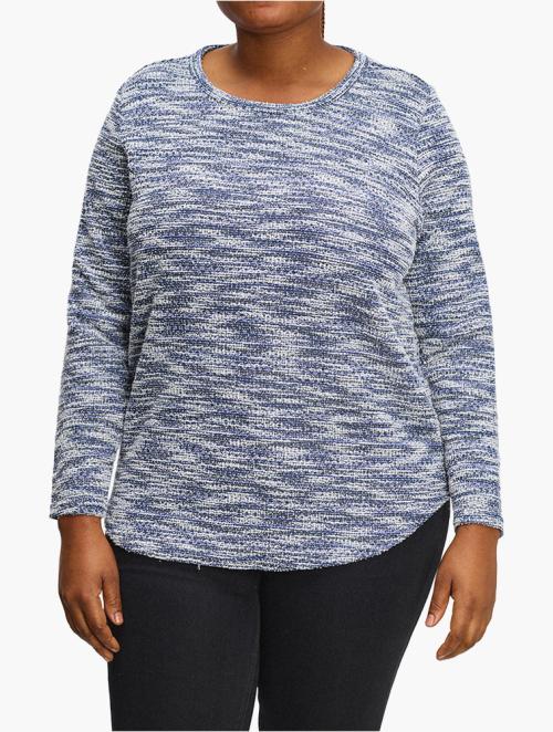 MILADYS Dark Heather Blue & Multi Long Sleeve Sweater