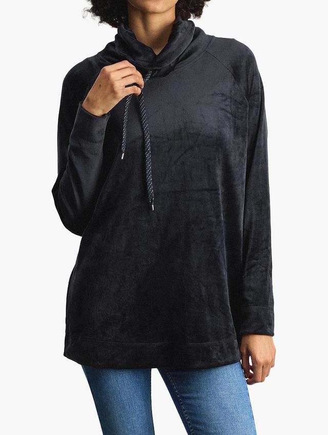 MILADYS Black Velour Cowl Neck Pullover