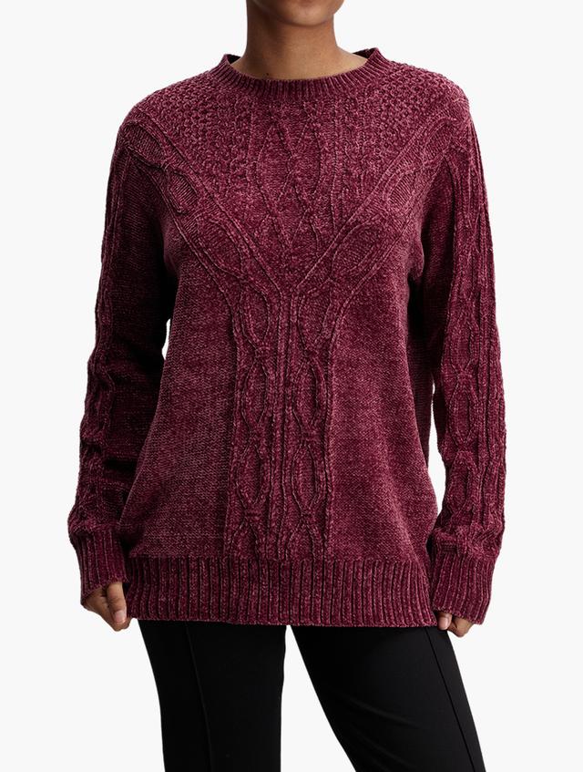 MILADYS Maroon Long Sleeve Pullover Sweater