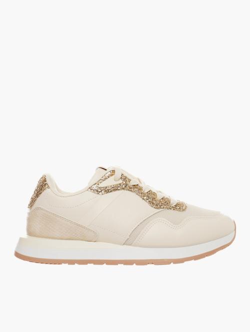 TomTom Cream & Gold Glitter Lace-Up Sneakers