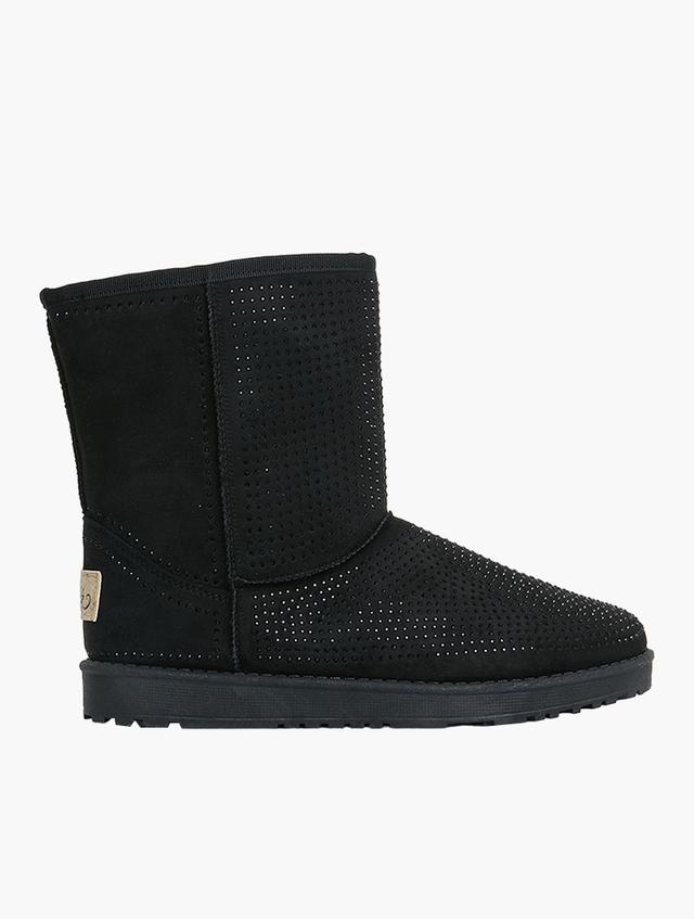 Miss Black Black Rae 7 Faux Suede Slipper Boots