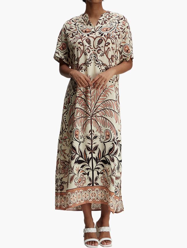 MILADYS Nude Printed Short Sleeve Maxi Dress