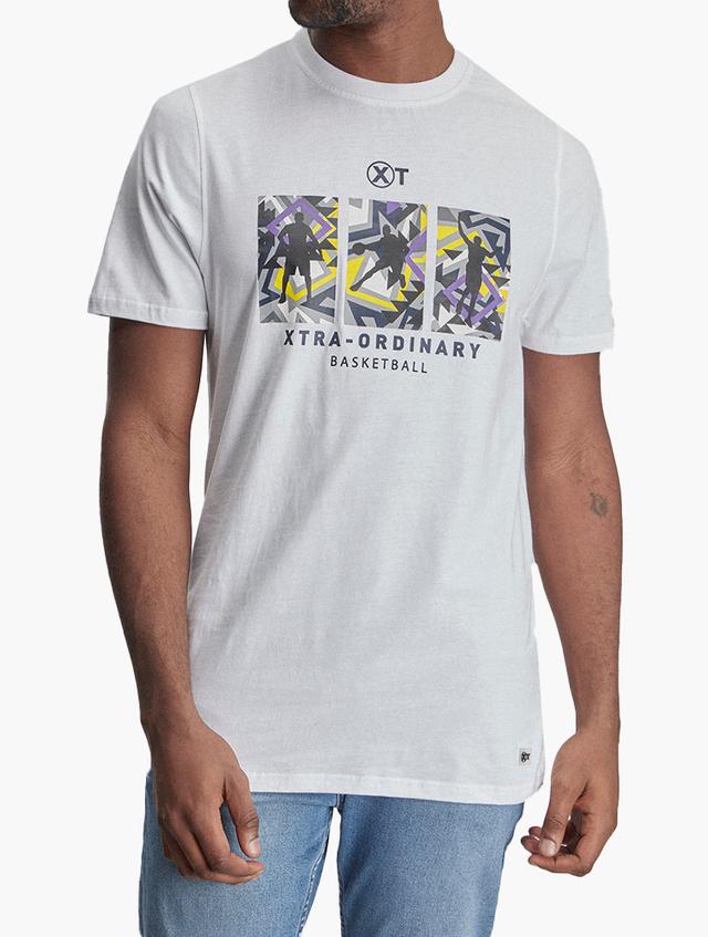 XT White Printed Crew Neck Tee