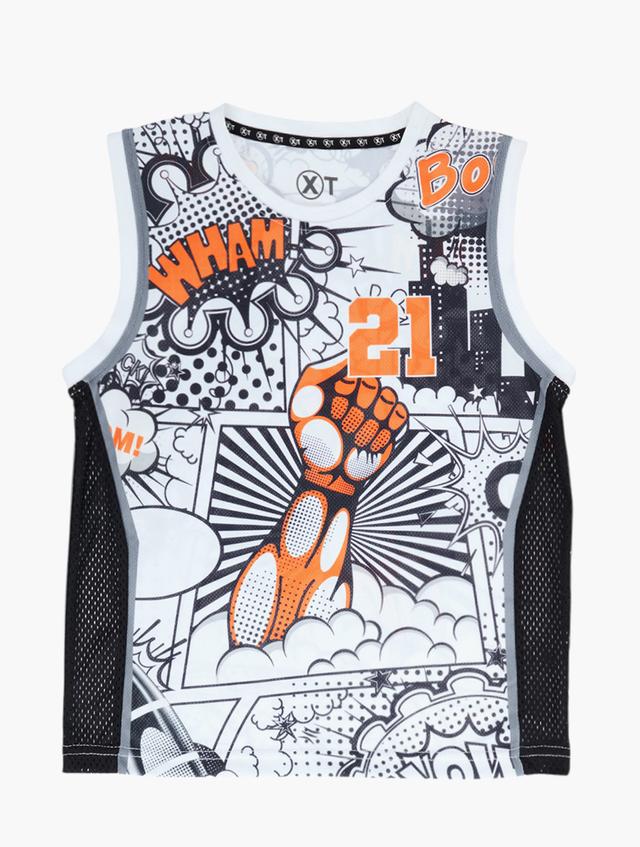 XT Boys White Graphic Sleeveless Top