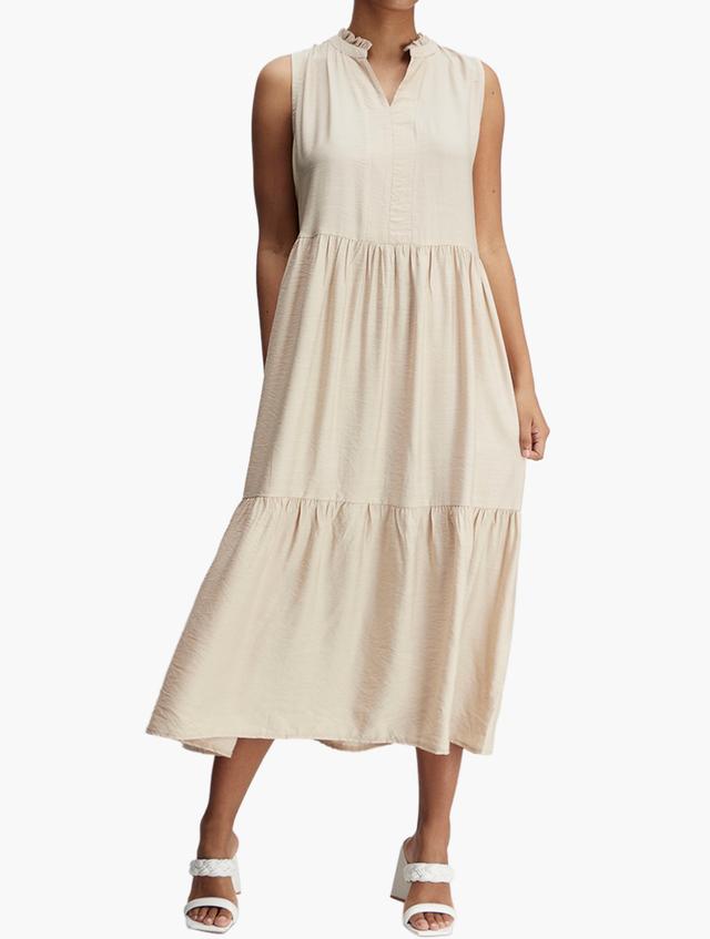MILADYS Stone Tiered Sleeveless Midi Dress