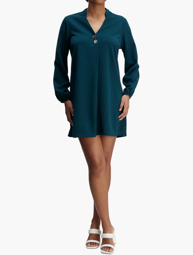MILADYS Rich Teal Blue V-neck Blouse