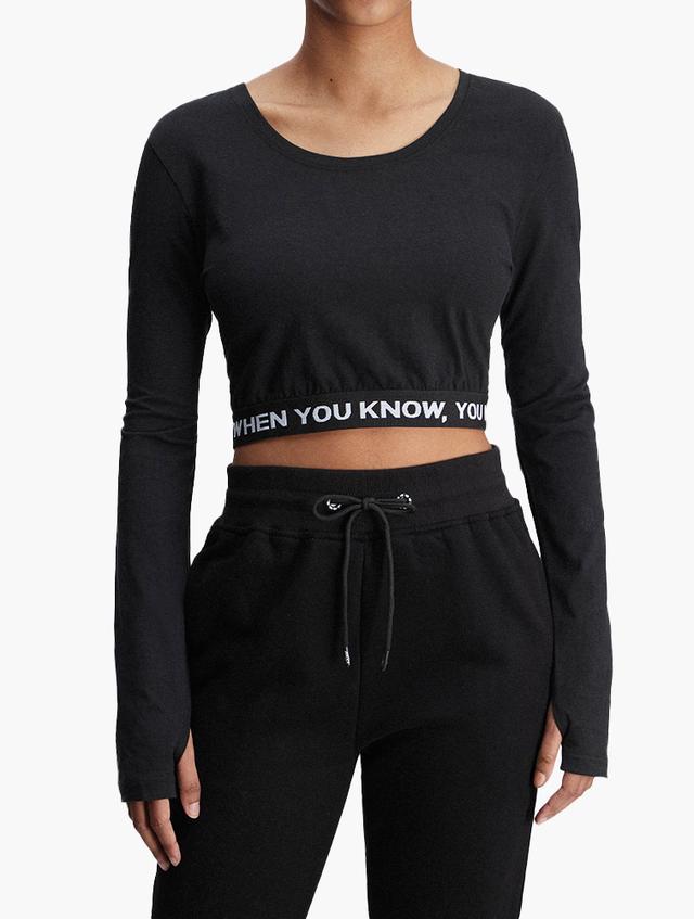 XT Black Branded Cropped Top