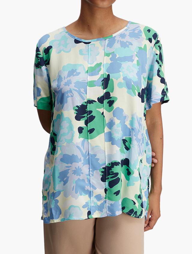 MILADYS Blue & Green Floral Boxy Blouse