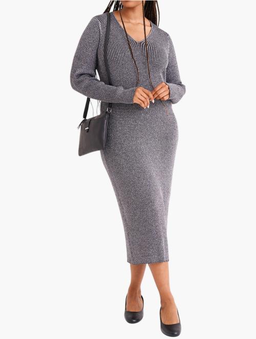 MILADYS Dark Grey V-Neck Shift Dress