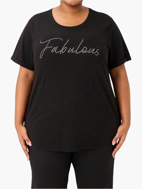 MILADYS Black Fabulous Sparkles Short Sleeve Tee