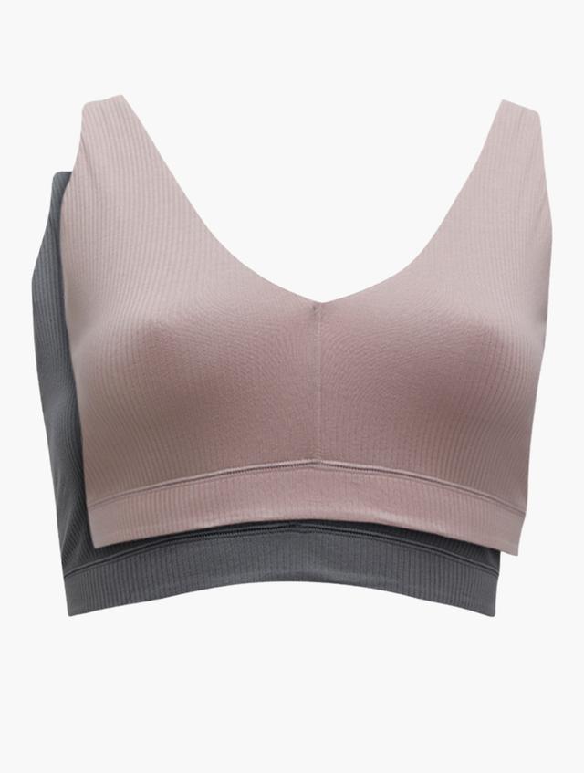 H&M Blush Pink & Dark Grey Solid Bralette 2 Pack