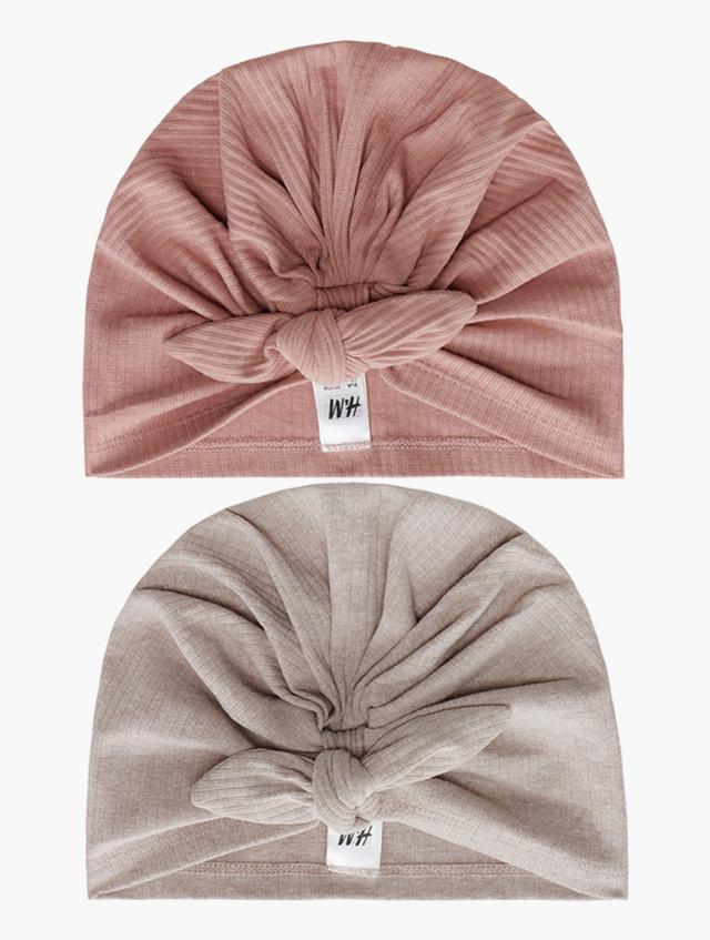 H&M Soft Pink & Light Beige Rib Turban Set