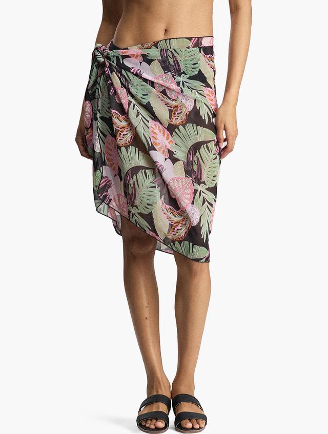 MILADYS Black Tropical Floral Sarong Skirt