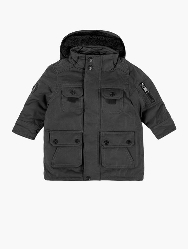 Daily Finery Dark Grey Button-Up Parka Jacket