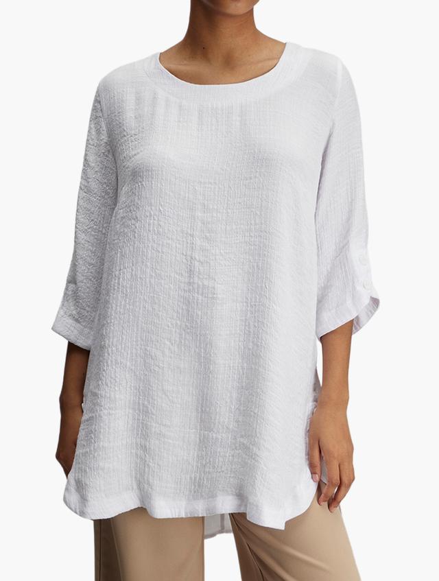 MILADYS White Henley Layered 3/4 Sleeve Top