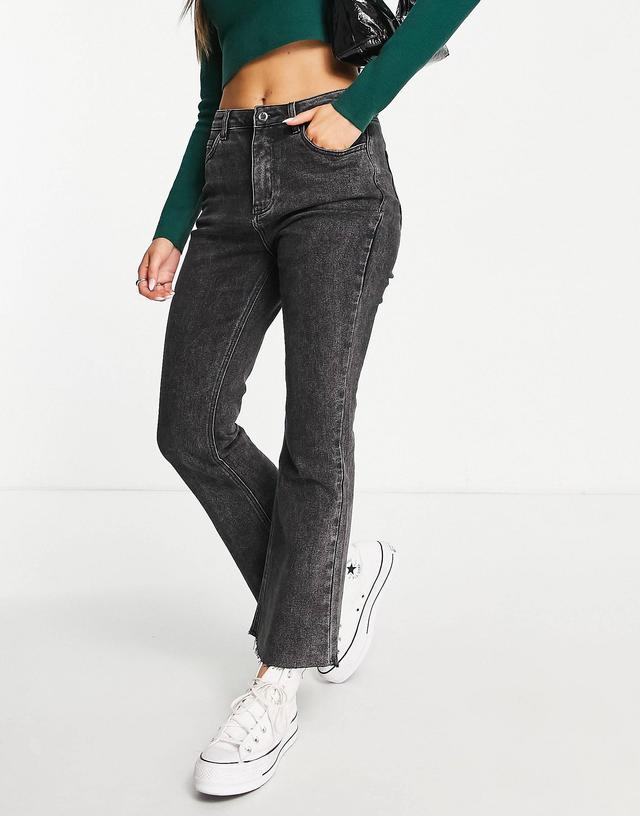 Urban Revivo Black Raw Edge Flared Jeans