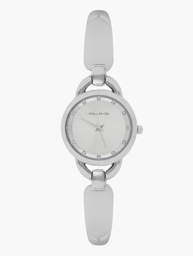 Hallmark Silver Round Bangle Quartz Watch