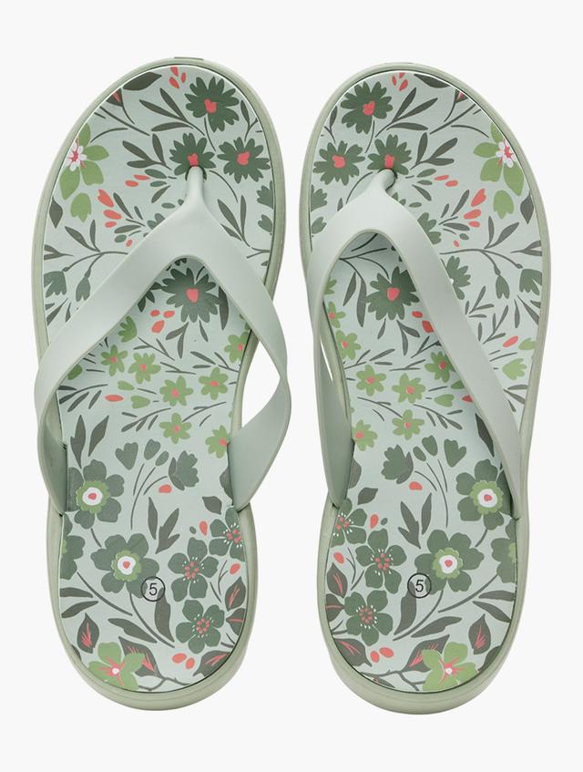 Maxed Sage Floral Toe Post Flip Flops