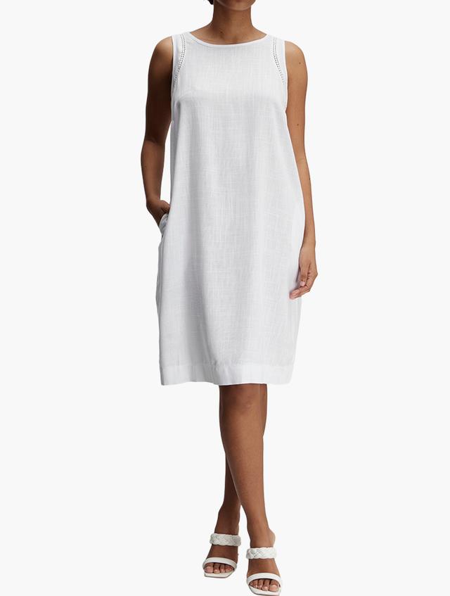 MILADYS White Sleeveless Shift Dress