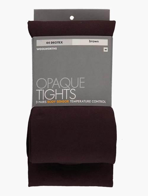 Woolworths Brown Opaque Body Sensor Tights 3 Pack