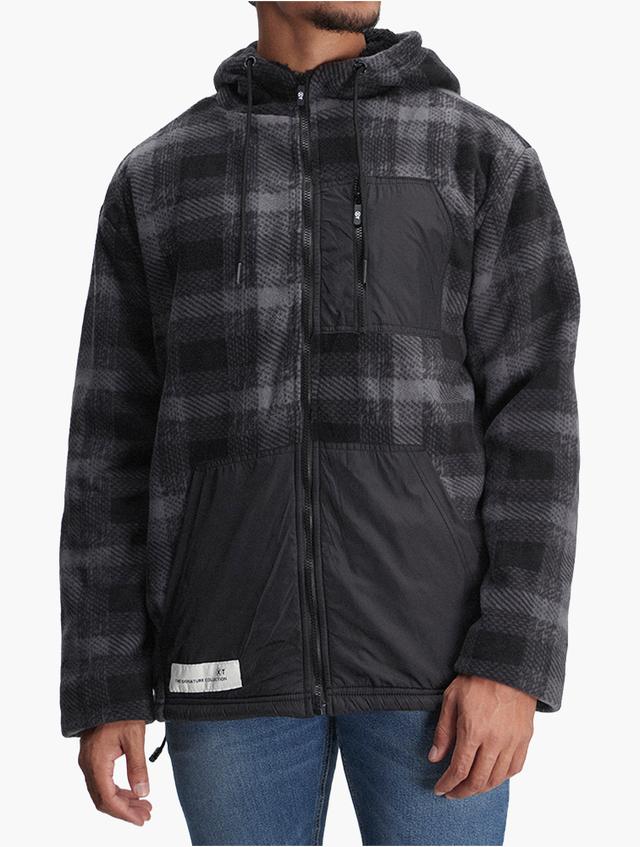 XT Black Plaid Fleece Hoodie Jacket