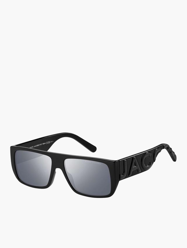 Marc Jacobs Black Grey Rectangular Flat Top Sunglasses
