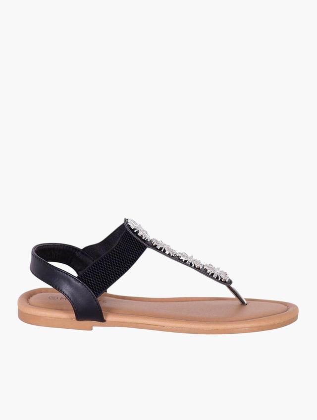 MILADYS Black Slip On Sandals