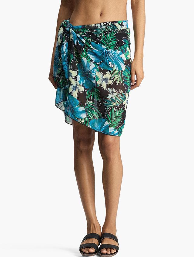MILADYS Blue & Multi Graphic Swim Cover-Up Sarong