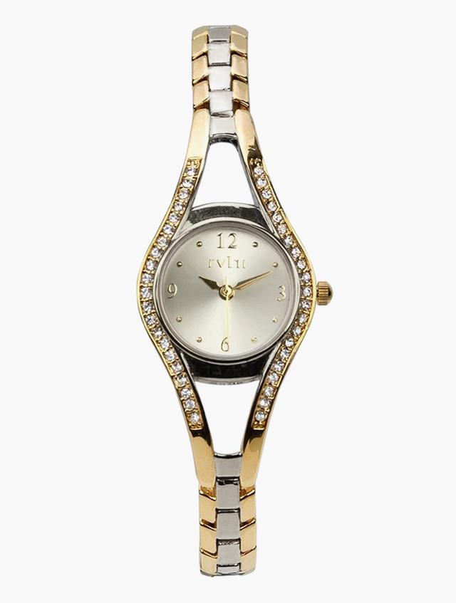 Revlri Gold Stone & Champagne Revlri Dial Bracelet Watch