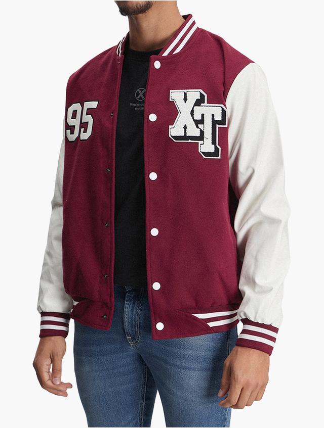 XT Burgundy Astro Baseball Bomber Jacket