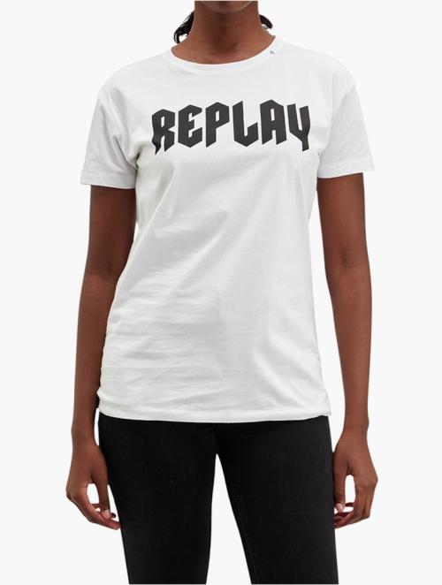 Replay White Short Sleeve Bold Graphic Tee