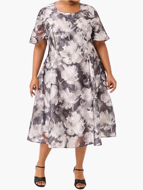 MILADYS Multi FLoral Short Sleeve Midi Dress
