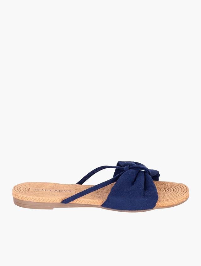 MILADYS Navy Knot Detail Espadrille Flat Sandals