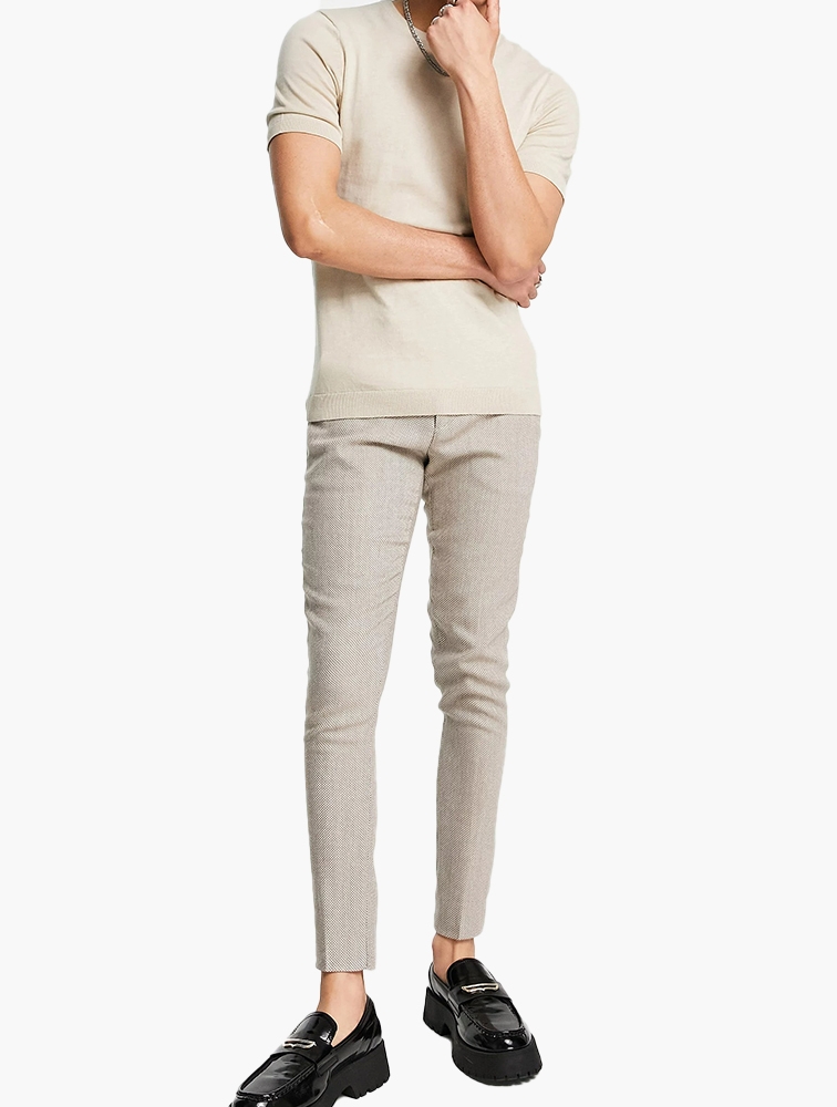MyRunway Shop ASOS Beige Super Skinny Wool Mix Suit Trousers for