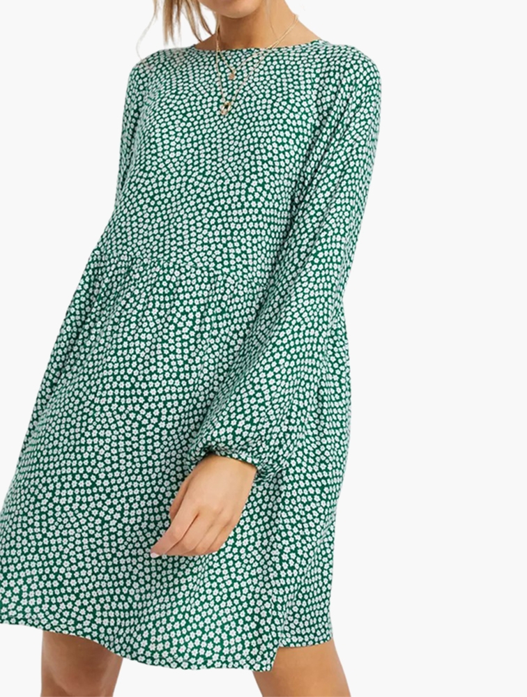 MyRunway Shop Daisy Street Green Ditsy Floral Mini Smock Dress