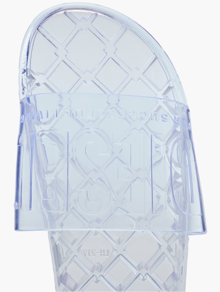MyRunway Shop Diesel Transparent Blue Slide Sandals for Women