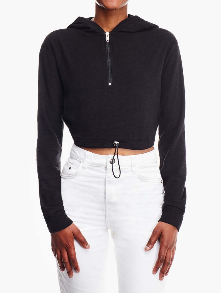MyRunway Shop Forever 21 Black Plain Half Zip Hoodie for Women