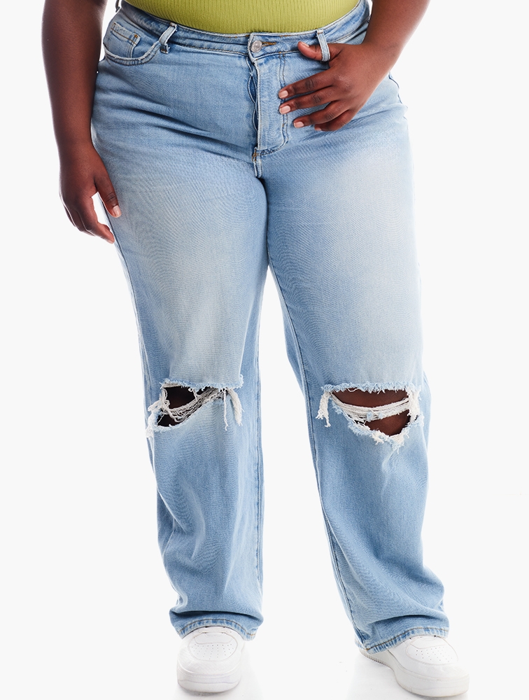 MyRunway Shop Forever 21 Curve Light Blue Distressed Straight