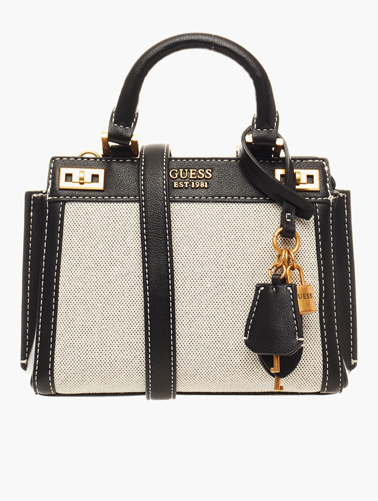 MyRunway Shop GUESS Black Logo Katey Mini Satchel Bag for Women