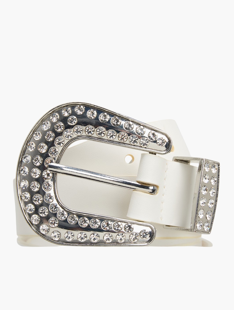 MyRunway Shop H&M White Crystal-studded Buckle Belt for Women