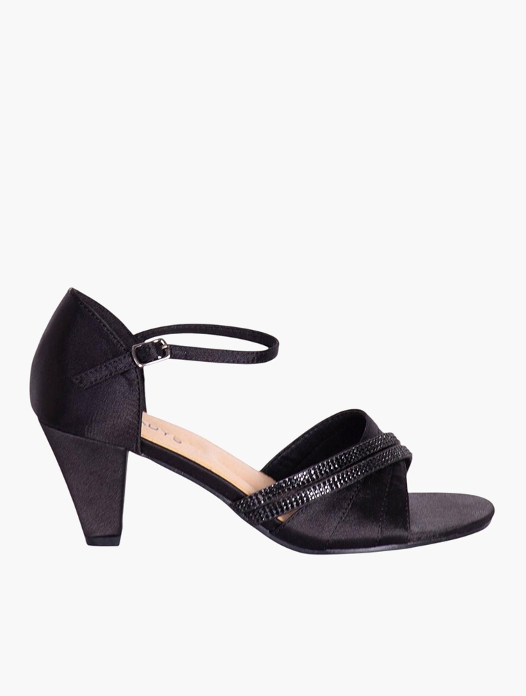 MyRunway Shop MILADYS Black Open-Toe Low Heel Sandals for Women